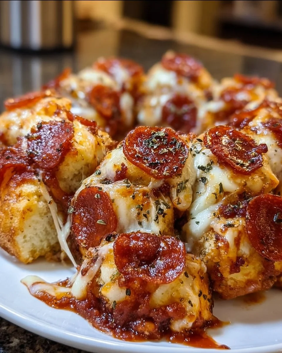 Pizza Monkey Bread with Pepperoni served fresh out of the oven.