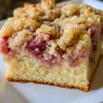 Sour Cream Rhubarb Coffee Cake with fresh rhubarb and coffee flavor