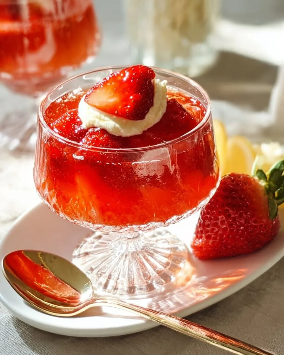 Jar of homemade strawberry Chardonnay jelly with fresh strawberries