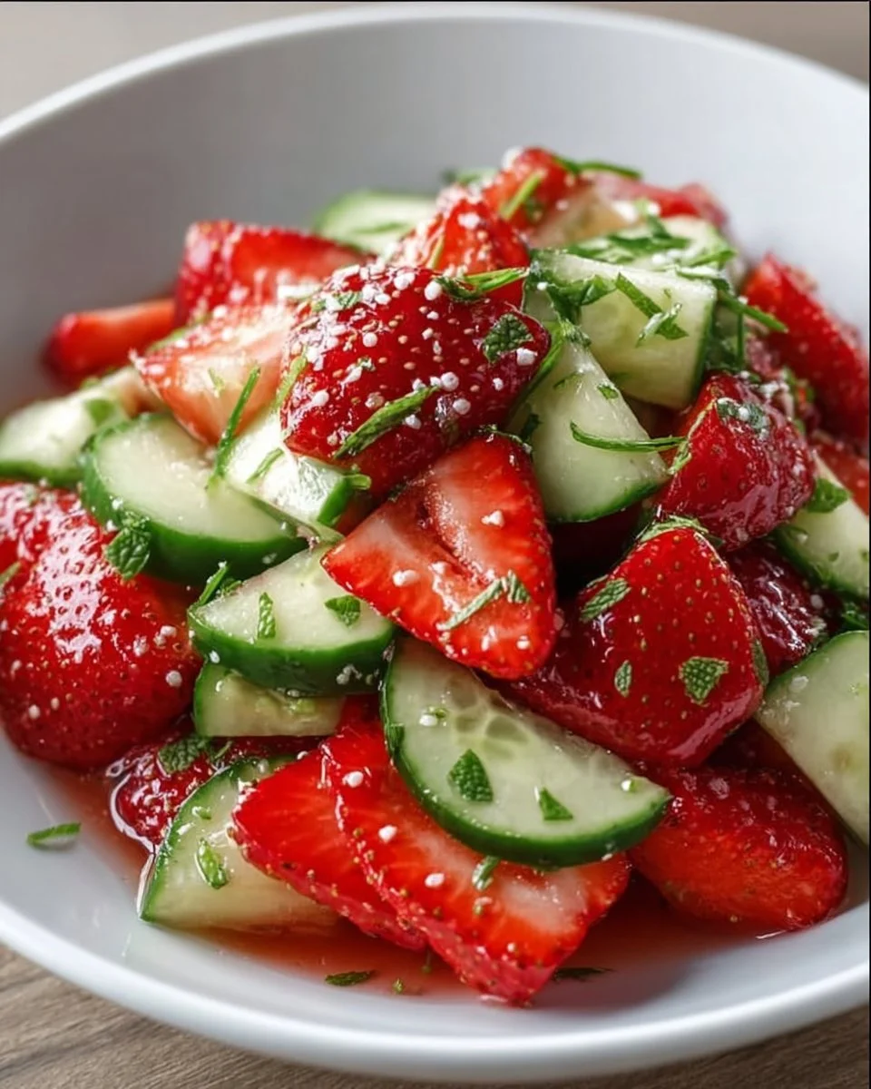 Refreshing strawberry cucumber salad recipe with fresh ingredients